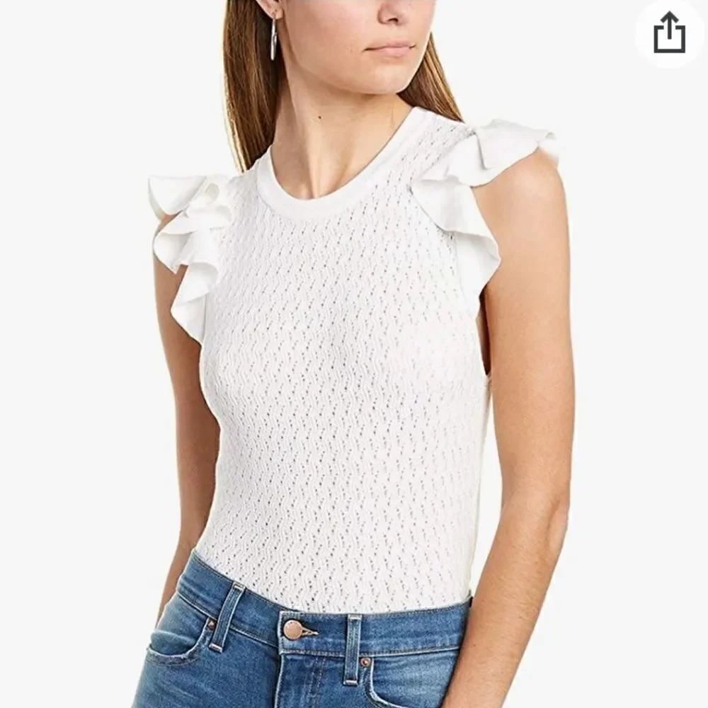 Alice + Olivia Lamara Ruffle Sleeve Crew Neck Top